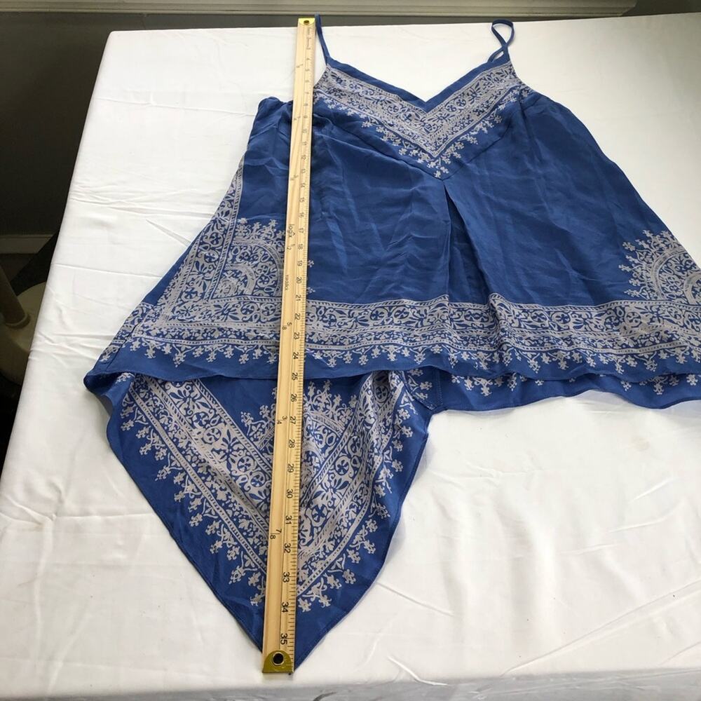 Anthropologie blue moonset asymmetrical handkerchief v neck tank top silk sz 4 - Picture 8 of 11